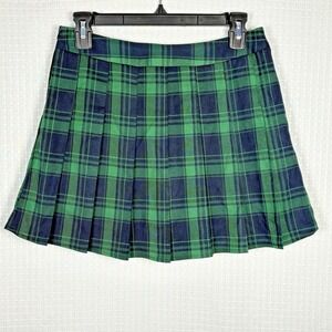 Plaid‎ Pleated Mini Skirt Womens Medium Schoolgirl Punk Goth Preppy Skort Nerd